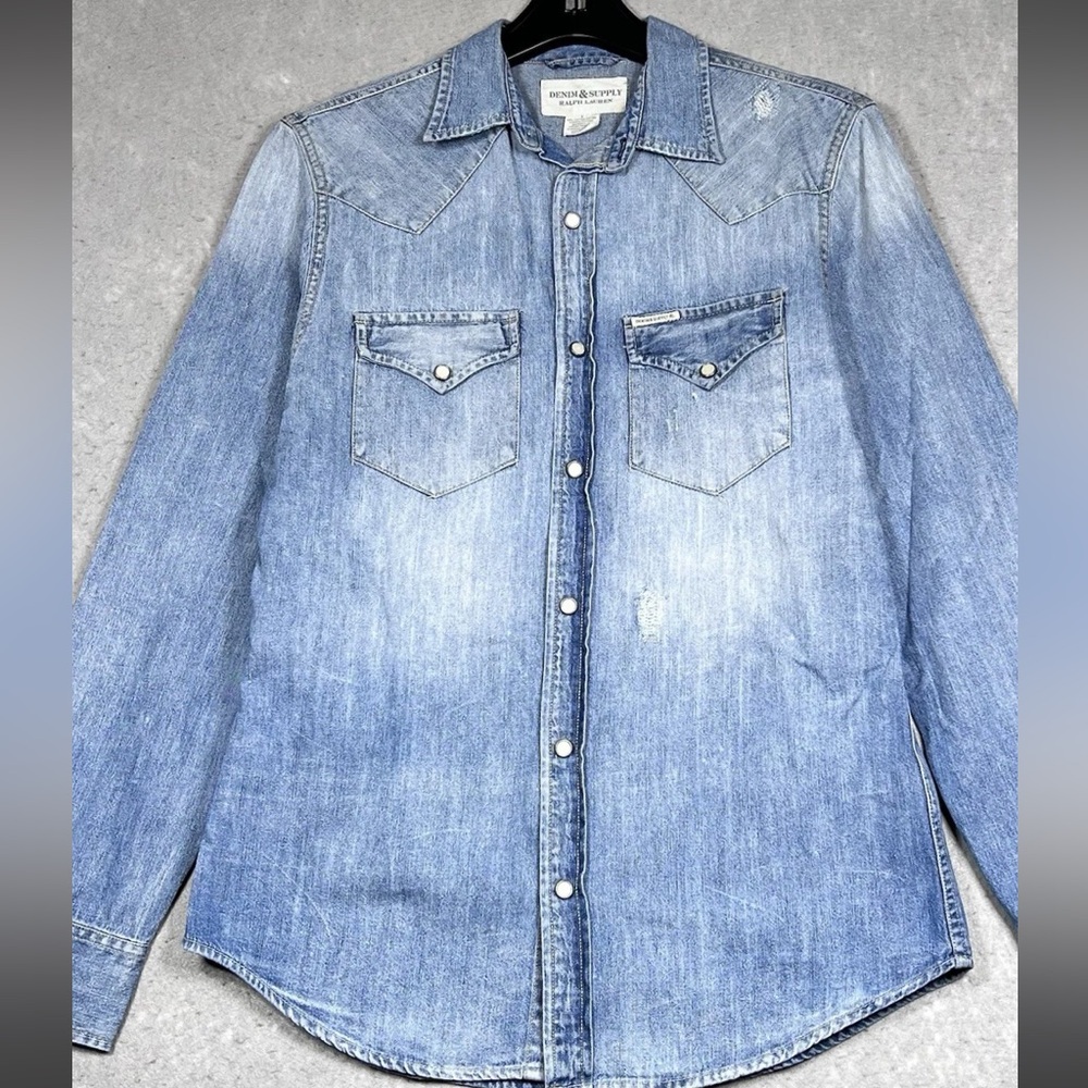 Ralph Lauren Denim & Supply Blue Denim Shirt with Pearl Snaps